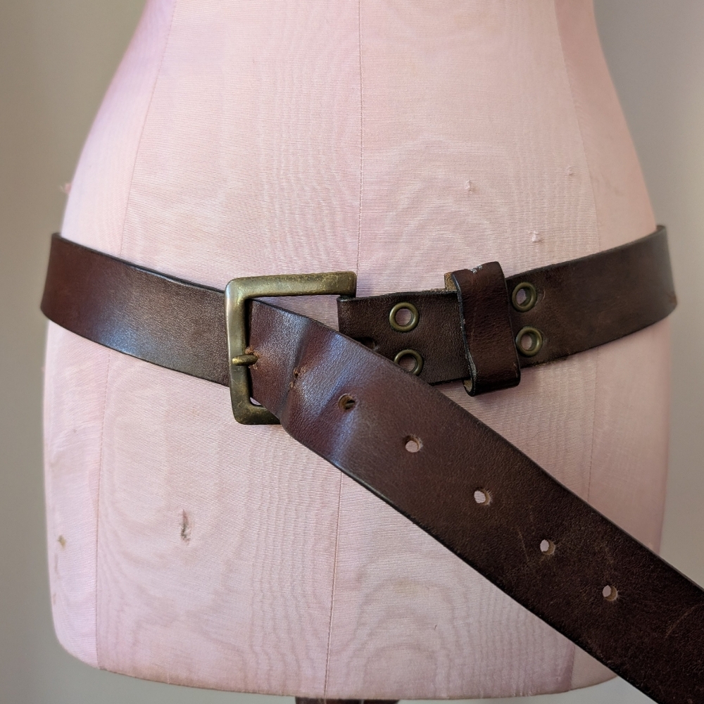 Genuine Italian Leather Belt Square Buckle